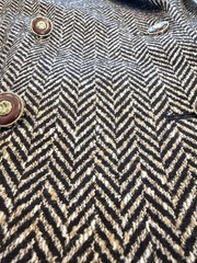 DORENE Made In Ireland Wool Tweed Herringbone Double Breasted Blazer UK 14 VTG