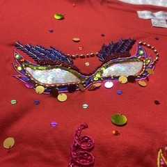 Vintage Victoria Harbour Mardi Gra Mask Bead Sequin Maximalist Shirt Women M Top
