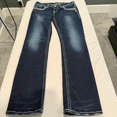 Silver Jeans Co Jeans Womens 29×32 Blue Dark Wash Embellished Pockets Denim