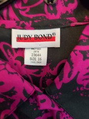 Vtg JUDY BOND SZ 16 1970’s Top Floral Print long sleeve Retro Purple Pink