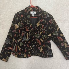 Vintage Erin London Women’s Black Multicolor tapestry Floral Blazer jacket SMALL
