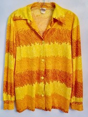 *RARE* DEWEESE DESIGN 60s Helanca “Swim Shirt” in Vibrant Yellow/Orange – S/M