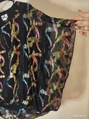 VTG USA Beautiful Multi Color Party Blouse Shiny Sheer Embroidery Size 11/12