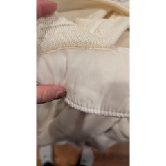 Vintage Cream Pocket Sweater Small Minimalist Ivory Knit Crewneck Retro Classic
