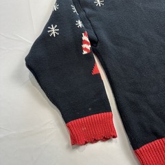 VTG 90s Ugly Christmas Sweater Candy Cane Button Cardigan Size L Santa Xmas Tree