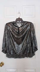 Vintage 80’s Frejani Black Silver Metallic Snakeskin Disco Top Shoulder Pads 12