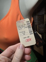 NWT Vintage 90s JAG Swimsuit Sz 10 Neon Colorblock One Piece USA Made Retro