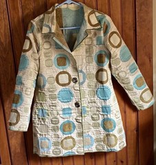 REVERSIBLE 1990 abstract Tapestry ladies jacket /ornate buttons Sz Small