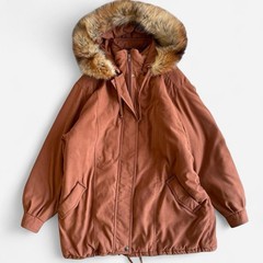 Vintage Forecaster of Boston Rust Brown Orange Real Fox Fur Hooded Parka Jacket