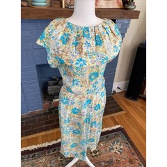 True Vintage Mid-century 1950s 1960s Floral Party Dress XS/S Roseweb New York