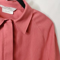Tan Jay Vintage women’s size L shirt salmon color collared full zip long sleeves