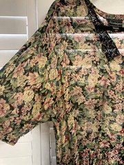 Vintage Nostalgia Sheer Floral Button Up Dress Prairie Cottagecore Style Large