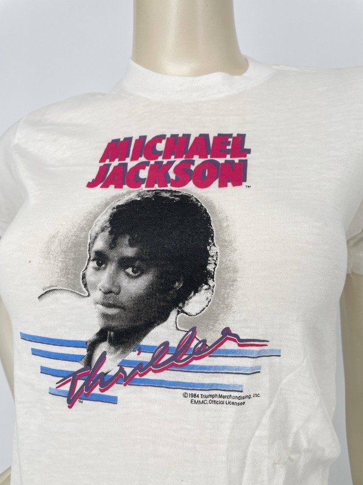 Vintage 1984 Michael Jackson Thriller NOS White 50 50 T Shirt Youth Large 14-16