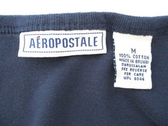 Vtg 90s Y2K Aeropostale navy 100% cotton tank top ice blue stripe ribbon strap M