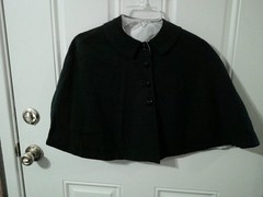 antique cape capelet black Linen short front 18 in. long original 1910-20 (D-40)