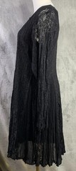 VTG Nostalgia Lace Dress Blk Crinkle Crochet Whimsigoth Fairy Witchy Flowy Sz M