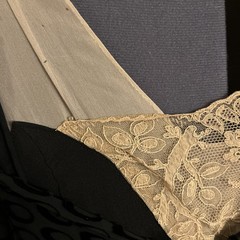 Turn of Century 1920’s BLack Afternoon DRESS Geometric details, lace, jewels.