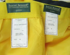 VTG 1980s HARVE BERNARD YELLOW SIZE 4 SKIRT & JACKET SUIT LINEN RAYON BLEND