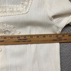 Vintage Dress Womens 12 Cream Eyelet Lace Sheer Gauze Muslin Resort Wear