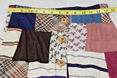Vintage Skirt Sir Gal California Size S 60s Bohemian Patchwork Wood Button OOAK