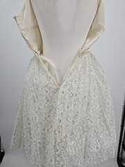 1950s Cupcake Puffy Mini Wedding Dress, Prom , Silver, *broken Metal Zipper XS