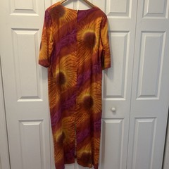 1980’s Homemade Psychedelic Sunburst Caftan Hippie Tye-dye Maxi Dress S-22-24W