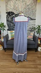 Vintage 70s Unbranded Gingham Maxi Prairie cottage core sz Medium eyelet lace