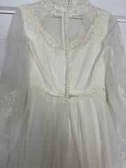 VTG ILGWU Victorian Wedding Dress Gown Sweetheart Neck with Train/Veil 8 Ivory
