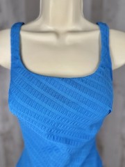 Vintage 1970s Rose Marie Reid Blue Swimsuit Mod GoGo Skirt Built in Bra Retro M