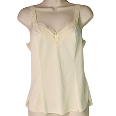 Sz Small Vintage Olga Nylon Camisole Lace Trim & Straps Ivory Beige Style # 925