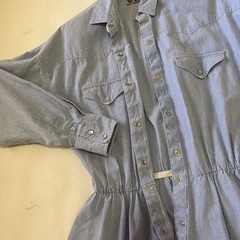 Vtg 80s Western Maxi Shirt Dress Pearl Snap Elastic Waist Pockets 9/10 Cowgirl
