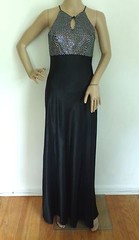 Vintage Maxi Dress 80s Iridescent Glitter Black Gown Special Occasion Size Small