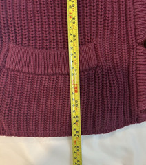 Nordstrom Point of View Maroon Cotton Chunky Knit VNeck Cardigan Vintage XS