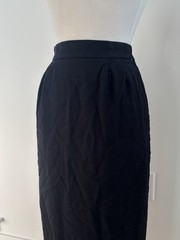 Vintage Delicia Black Pencil Midi Skirt With Button And Zipper Closure Size 8