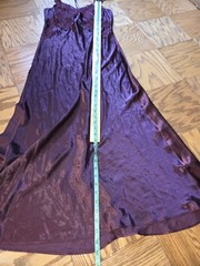 Vtg MFlora Nikrooz Bordeaux Satin Maxi Slip Dress