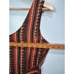 Jeffrey & Dara Linda Hutley Vtg Petite Wide Leg Jumpsuit Rust Geometric Stripe