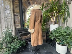 Vintage 1970s Tan Suede Shearling Sheepskin Coat Made in Argentina