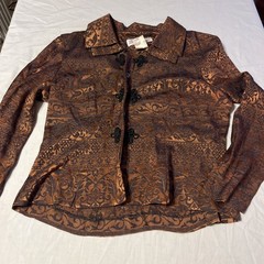 Vintage Jessica Howard Shimmer Jacquard Jacket Blazer Brown Black Size 10 USA