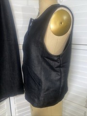 80s 2 Piece Skirt Vest Top Set Women’s Size 16 Black Velvet Rayon Blend
