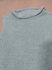 Vintage Y2K Sparkly Sleeveless Turtleneck Silk Angora Knit Top Aqua Blue Spring
