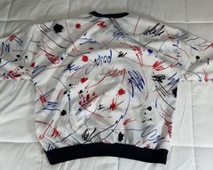 Vintage 80s White Multicolor Paint Splatter Windbreaker Shirt Retro Womens