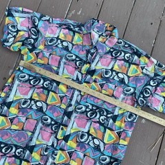 Vintage Kikomo 100% Silk Shirt Women’s XL 90s Hip Hop Art Abstract