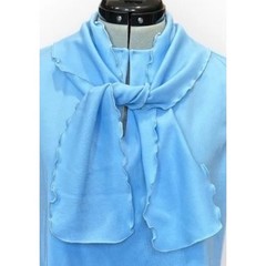 70s Sky Blue Sleeveless Ascot Scarf Blouse Retro Secretary Top Small