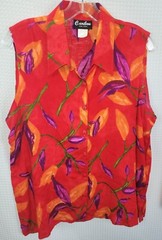 Vintage 2 Piece Caribou New York Wrap Style Coulotte(M) & Blouse(L) Red Floral