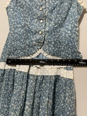 Handmade 1970s Women XS Blue Prairie 2 Piece Set Lace Trim Bohemian Vintage
