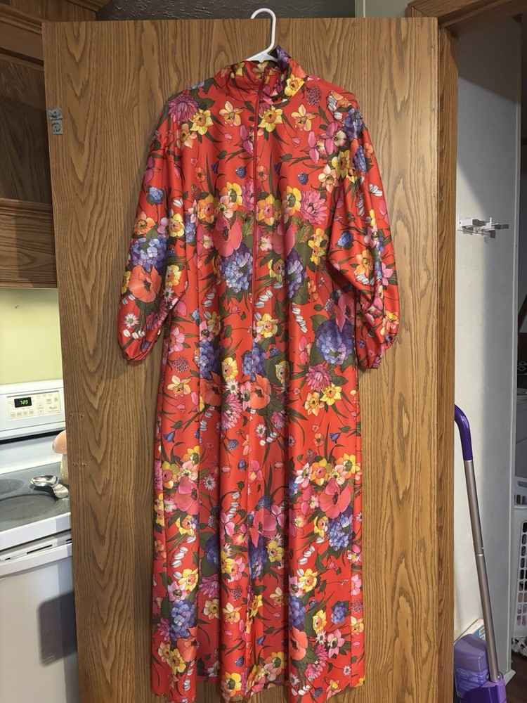 VTG Tiffany Loungewear Floral Maxi Dress Woman’s Boho House Lounge Kaftan Print