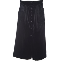 Vintage 1960s Jaeger Skirt And Vest Set Outfit Size 14 Black Velvet Herringbone