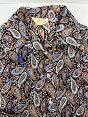 Fire Islander Womans 70s Paisley Blouse Mod Psychedelic USA Purple 17/18 READ