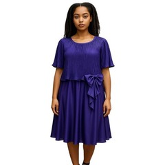 Vintage Gilberti Purple Pleated Dress With Bow Royalcore Cottagecore Occasion