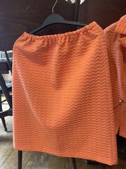 Vintage Suit Dress Jacket Skirt 1960s 1970s Womens Plus Size 14 14 1/2 Orange
